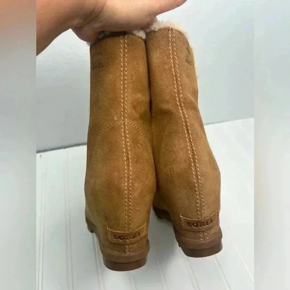 Sorel Women Joan of Arctic‎ Wedge Il Shearling Boot sz 11 Camel